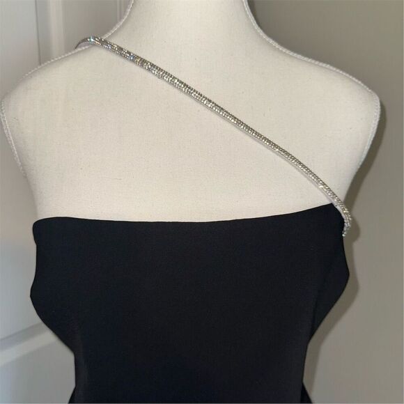 Amanda Uprichard Dream Diamante Strap Mini Party Dress Size M Black Homecoming - Picture 6 of 16